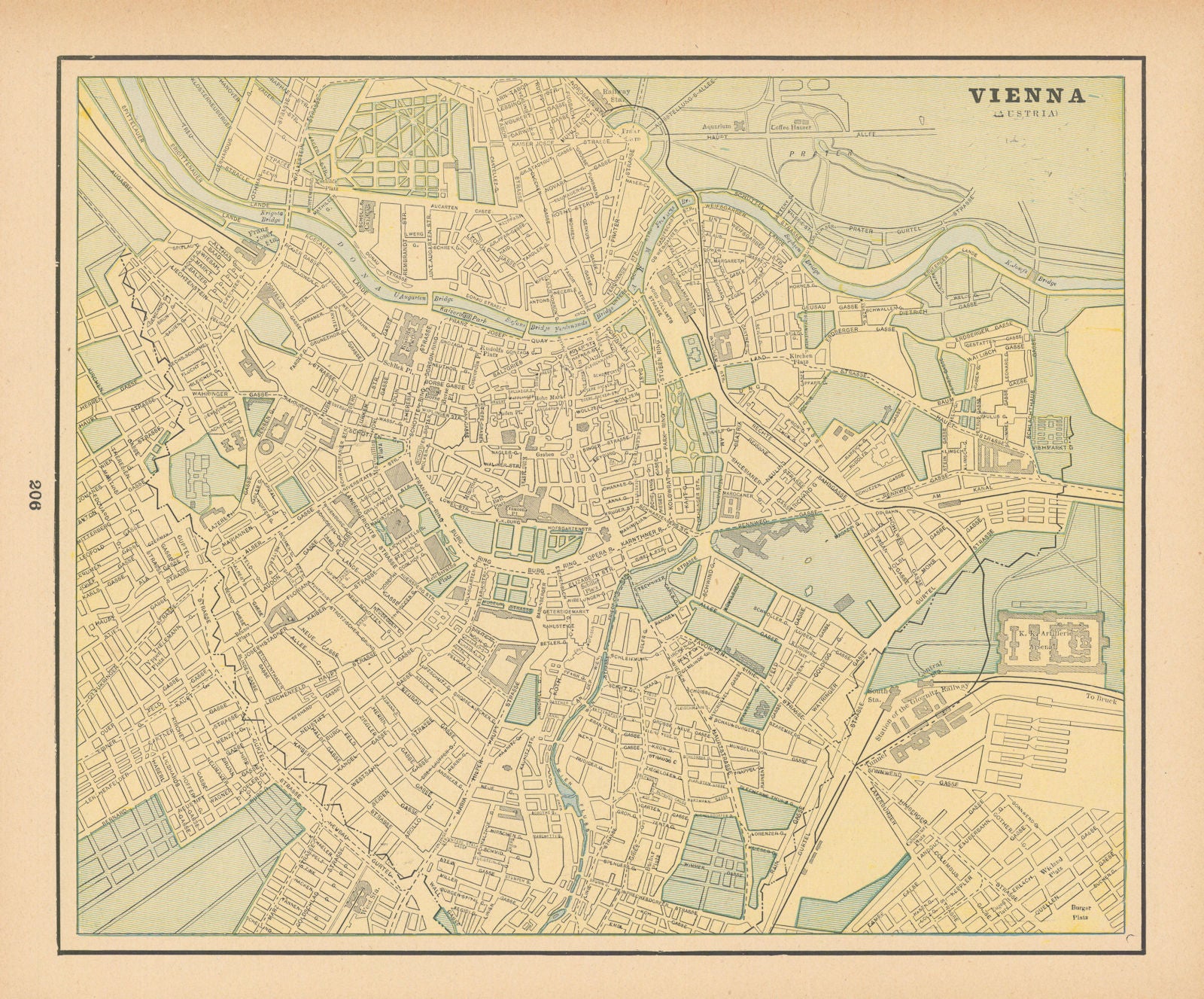 Vienna town city plan. Austria. CRAM 1894 old antique vintage map chart